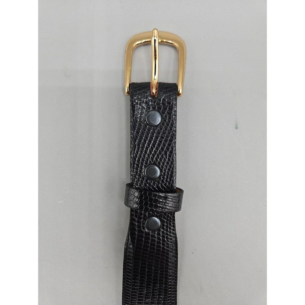 Clint Orms Java Lizard Leather Belt Size 31 Black Brass Handcrafted In USA